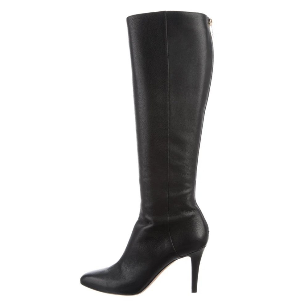 Jimmy Choo Black Leather Heels Knee High Boots 39